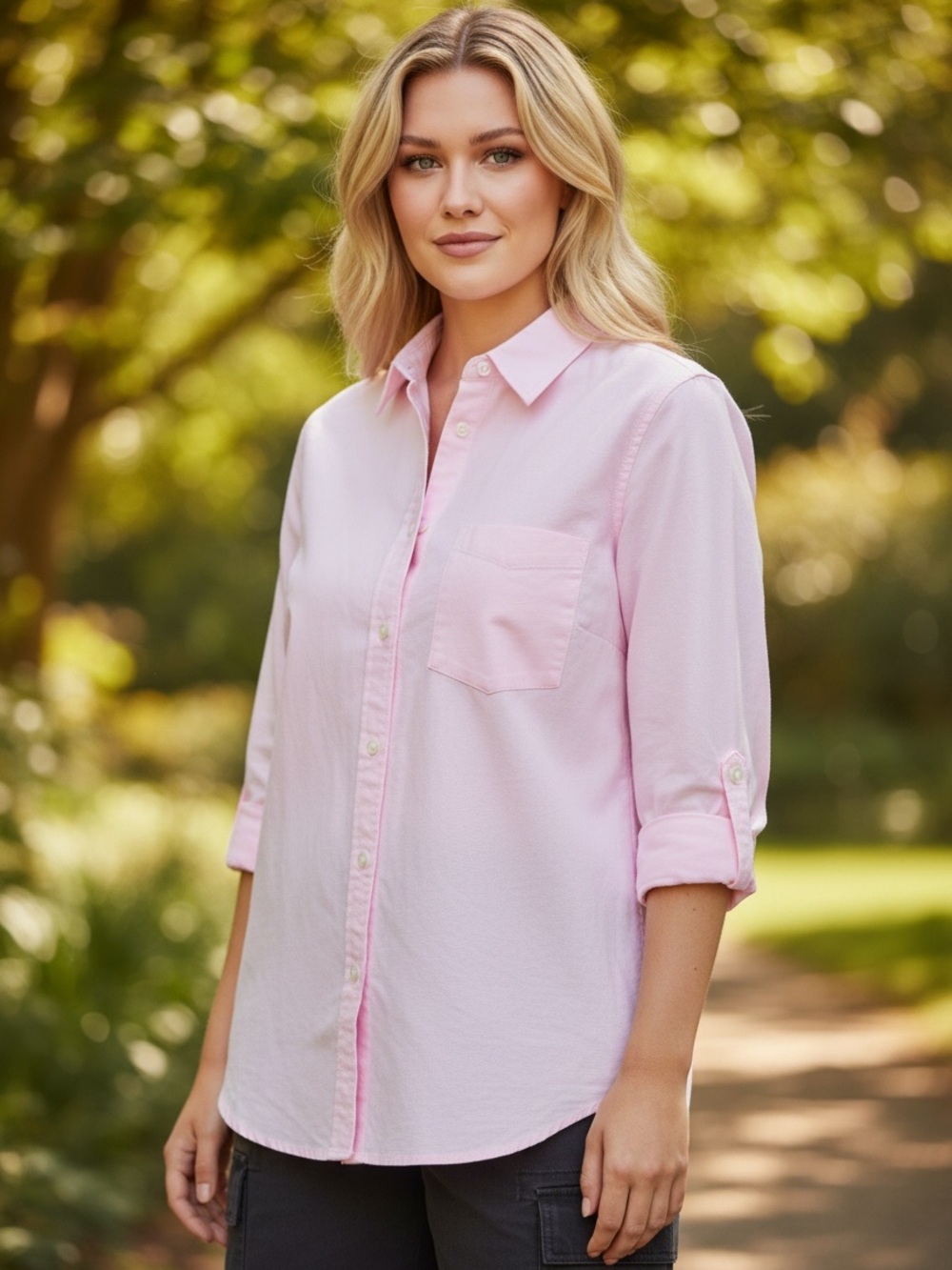 croft & barrow Plus Size 2X Pink Button-Down Shirt 100% Cotton’s - Picture 2 of 10